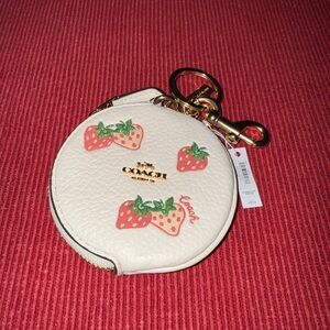 Coach White Coin Purse with Strawberry Design
